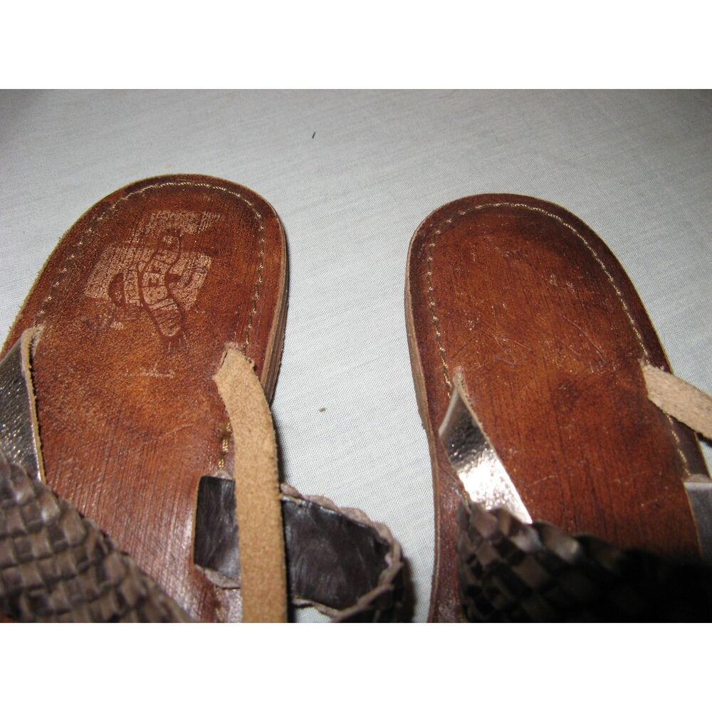 Freebird by Steven 39 US 8 Sandals Braided Leather Strappy Brown & Silver Womens - Picture 3 of 7